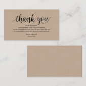 Rustic Kraft, Black Script, Wedding Danke Begleitkarte (Vorne/Hinten)