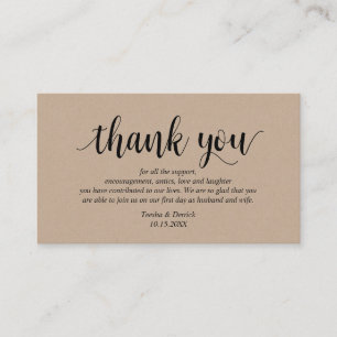 Rustic Kraft, Black Script, Wedding Danke Begleitkarte