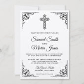 Rustic Kraft Black Verziert Cross Weditation Einladung (Vorderseite)