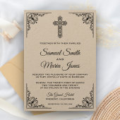 Rustic Kraft Black Verziert Cross Weditation Einladung
