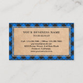 Rustic Kraft Blue Buffalo Kariert Lumberjack Visitenkarte (Rückseite)