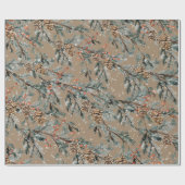 Rustic Kraft Blue Juniper Branchen Cones & Berries Geschenkpapier (Flach)