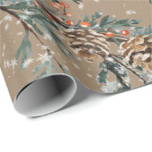 Rustic Kraft Blue Juniper Branchen Cones & Berries Geschenkpapier (Rolleneckpunkt)