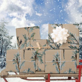 Rustic Kraft Blue Juniper Tree Branches Geschenkpapier Set