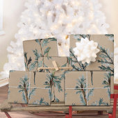 Rustic Kraft Blue Juniper Tree Branches Geschenkpapier Set