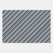 Rustic Kraft Blue Navy Capri Blue Candy Stripes Geschenkpapier Set (Vorderseite 2)