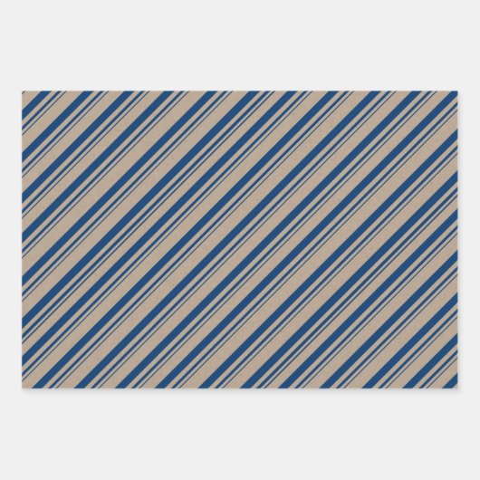 Rustic Kraft Blue Navy Capri Blue Candy Stripes Geschenkpapier Set (Vorderseite 2)