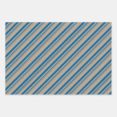 Rustic Kraft Blue Navy Capri Blue Candy Stripes Geschenkpapier Set (Vorderseite)