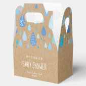 Rustic Kraft Blue Raindrops Baby Shower Geschenkschachtel (Geöffnet)