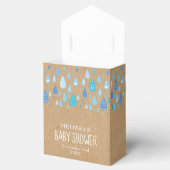 Rustic Kraft Blue Raindrops Baby Shower Geschenkschachtel (Geöffnet)