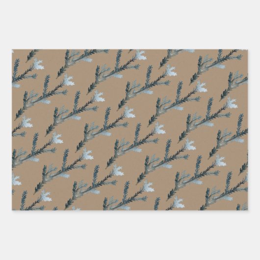 Rustic Kraft Blue Spruce Juniper Branchen Berries Geschenkpapier Set (Vorderseite)