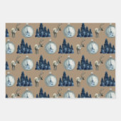 Rustic Kraft Blue Spruce Tree Arctic Fox Reindeer Geschenkpapier Set (Vorderseite 3)