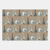 Rustic Kraft Blue Spruce Tree Arctic Fox Reindeer Geschenkpapier Set (Vorderseite)