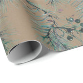 Rustic Kraft Blue Spruce Tree Needles & Berries Geschenkpapier (Rolleneckpunkt)