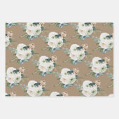 Rustic Kraft Blue Spruce Weiße Blumengrün Geschenkpapier Set (Vorderseite 3)