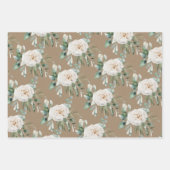 Rustic Kraft Blue Spruce Weiße Blumengrün Geschenkpapier Set (Vorderseite 2)