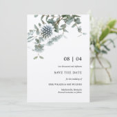 Rustic Kraft Blue Thistle Floral Save the Date Einladung (Stehend Vorderseite)