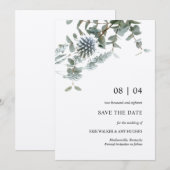 Rustic Kraft Blue Thistle Floral Save the Date Einladung (Vorne/Hinten)