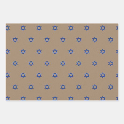 Rustic Kraft Blue & White Star von David Geschenkpapier Set (Vorderseite 3)