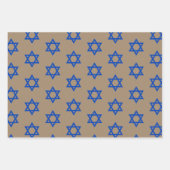 Rustic Kraft Blue & White Star von David Geschenkpapier Set (Vorderseite)