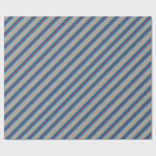 Rustic Kraft Blue Wide Strip Holiday Geschenkpapier (Flach)