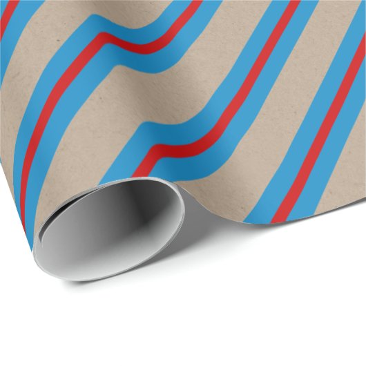 Rustic Kraft Blue Wide Strip Holiday Geschenkpapier (Rolleneckpunkt)