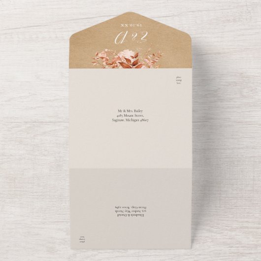 Rustic Kraft Blumendetails UAWG All In One Einladung (Außenbereich)