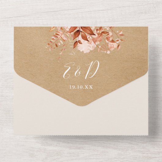 Rustic Kraft Blumendetails UAWG All In One Einladung (Rückseite)