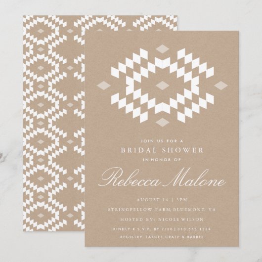 Rustic Kraft Boho Brautparty Einladung (Vorne/Hinten)