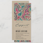 RUSTIC KRAFT BOHO IKAT TRIBAL PINK AQUAMARINE VERL EINLADUNG (Vorne/Hinten)