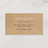 Rustic Kraft Boho Signature Rose Floral Motif Visitenkarte (Rückseite)