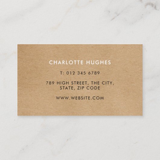 Rustic Kraft Boho Signature Rose Floral Motif Visitenkarte (Rückseite)