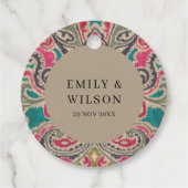 RUSTIC KRAFT BOHO TRIBAL IKAT PINK AGATE WEDD GESCHENKANHÄNGER (Vorderseite)