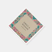 RUSTIC KRAFT BOHO TRIBAL IKAT PINK AQUAMARIN WEDD  SERVIETTE (Ecke)