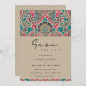 RUSTIC KRAFT BOHO TRIBAL IKAT SAVE THE DATE EINLAD DANKESKARTE (Vorne/Hinten)