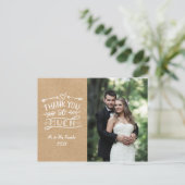 Rustic Kraft Boho Wedding Foto Danke Postcard Postkarte (Stehend Vorderseite)