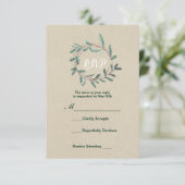 Rustic Kraft Botanical Wreath Leaf Wedding RSVP Karte (Stehend Vorderseite)