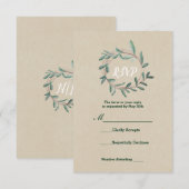 Rustic Kraft Botanical Wreath Leaf Wedding RSVP Karte (Vorne/Hinten)