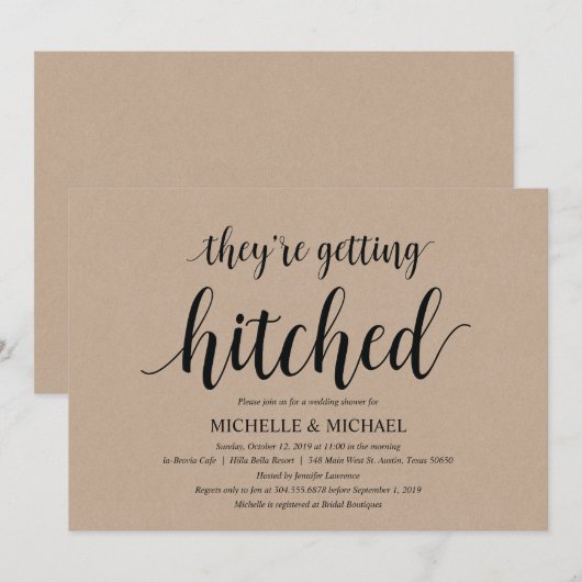 Rustic Kraft Brautparty Brunch Einladung (Vorne/Hinten)
