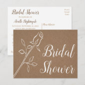 Rustic Kraft Brautparty Country Rose Wedding Einladungspostkarte (Vorne/Hinten)