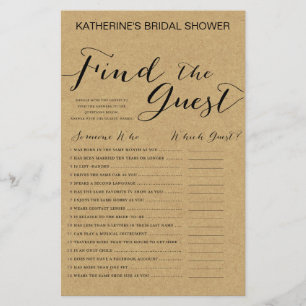 Rustic Kraft Brautparty Game DRUCKT