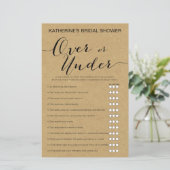Rustic Kraft Brautparty Game DRUCKT (Stehend Vorderseite)
