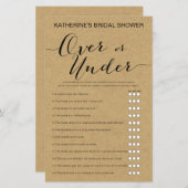 Rustic Kraft Brautparty Game DRUCKT (Vorne/Hinten)