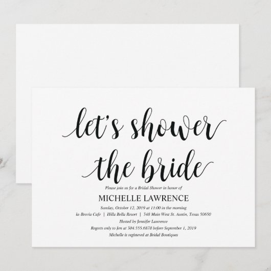 Rustic Kraft Bridal Dusche Einladungskarten (Vorne/Hinten)