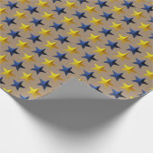 Rustic Kraft Bright Navy Blue Gold Stars Geschenkpapier (Ecke)