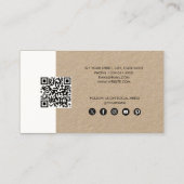 Rustic Kraft Brown Business Logo QR Code Loyalität Visitenkarte (Rückseite)