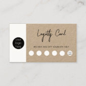 Rustic Kraft Brown Business Logo QR Code Loyalität Visitenkarte (Vorderseite)