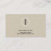 Rustic Kraft Brown Minimal Natural Monogram Logo Visitenkarte (Rückseite)