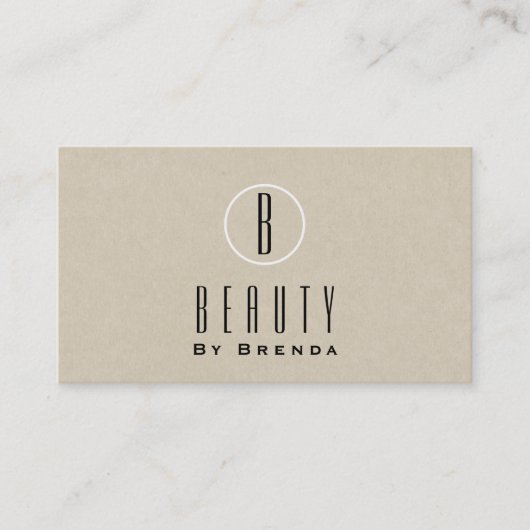 Rustic Kraft Brown Minimal Natural Monogram Logo Visitenkarte (Vorderseite)