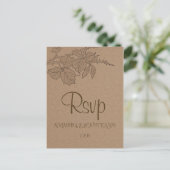 Rustic Kraft Brown Paper Blätter Wedding RSVP Einladungspostkarte (Stehend Vorderseite)